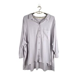 Side Stitch Lavender Gray Lyocell Button Down Roll Tab Shirt 5X Relaxed Casual